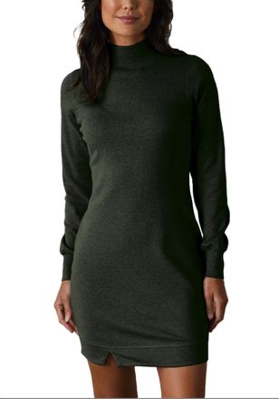 The Normal Brand Puremeso Mock Neck Dress In Emerald