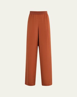 Lafayette 148 New York Riverside Wide-Leg Stretch Silk Pants