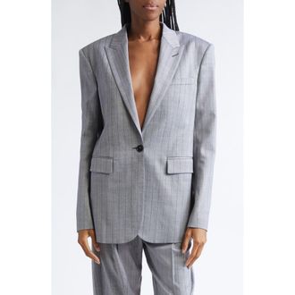 Stella McCartney Pinstripe Single Breasted Stretch Wool Jacket in Grey at Nordstrom Rack, Size 10 Us / 44 It