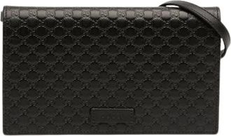Gucci Pre-owned Cross Body Bags, female, Black, Size: ONE SIZE Pre-owned Embossed Leather Crossbody Bag