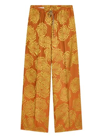 Dries Van Noten elasticated floral trousers - Orange