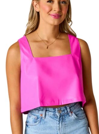 BuddyLove Manning Vegan Leather Top In Magenta