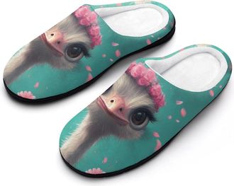 Generic Cute Ostrich Womens Slippers Warm House Slippers Indoor House Shoes with Anti-Skid Rubber Sole