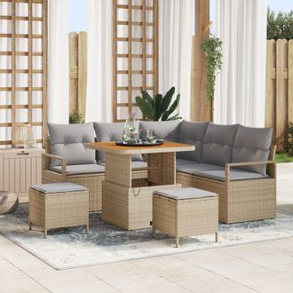 vidaXL Conjunto De Sof&aacute; De Jard&iacute;n Con Coj&iacute;n 8 Pcs Beige Y Gris Claro Vidaxl