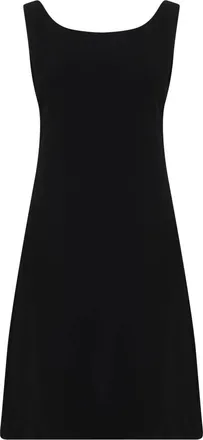 Moschino Kleedjes, Dames, Zwart, M, Polyester, Elegante Zwarte Jurk met Brede Bandjes
