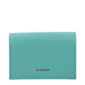 Jil Sander Origami Damens Dokumentenhalter aus gr&uuml;nem/t&uuml;rkisem Leder