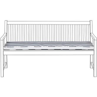 Beliani Beliani - Coj&iacute;n De Asiento Para Exterior Colch&oacute;n Para Banco Resistente Al Agua Poli&eacute;ster Azul Y Blanco 152 X 54 Cm Jard&iacute;n Vivara