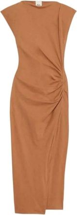 Isabel Marant Kleedjes, Dames, Beige, S, Katoen, Katoenen Jersey Boothals Jurk