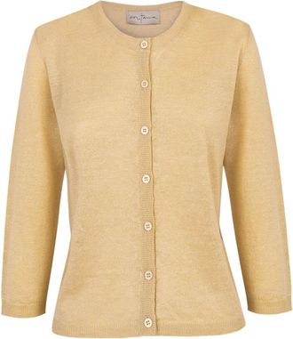Cortana Zijden Linnen Cardigan - Dames - Vesten - Beige - L - Linnen - Truien & Vesten