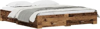 vidaXL Bed Frame with Drawers Old wood 180 x 200 cm Engineered wood Vidaxl