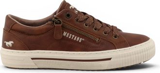 Mustang Jeans Mustang Dames Tan Faux Leather Trainer Sneaker Casual Schoenen - M0112011