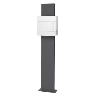 ECD Germany Buz&oacute;n correos de pie 37x10,5x36,5cm blanco soporte pedestal antracita