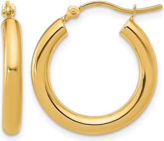 Diamond2Deal 14K Yellow Gold Polished 3mm Hoop Earrings