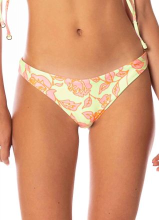 Maaji Blooming Glow Iconic Low Rise Thin Side Bikini Bottom In Pink Multi