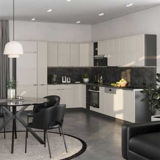 Vicco Cucina angolare completa Fame-Line, Grigio/beige/antracite, 347 x 257 cm, PL Rovere, Vicco