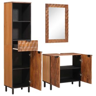 vidaXL Juegos De Ba&ntilde;o Con Caj&oacute;n 3 Pcs Madera De Acacia Marr&oacute;n Vidaxl