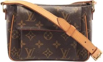 Louis Vuitton Pre-owned Vivasite PM Monogram Coated Canvas Shoulder Bag - Dames - Vintage Schoudertas - Bruin - ONE Size - Leer - Vintage