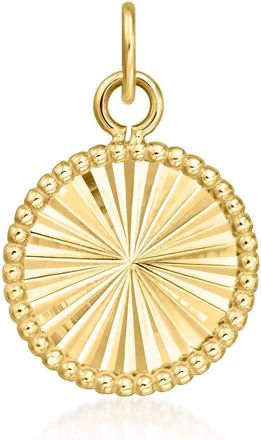 RS Pure by Ross-Simons Italian 14kt Yellow Gold Sunburst Circle Charm