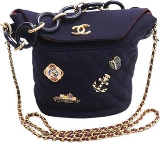 Chanel Pre-owned Vintage Bucket Bag - Dames - Vintage Tas - Blauw - ONE Size - Leer - Vintage