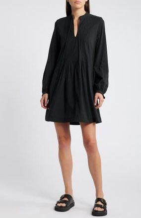 Nation Ltd Ariana Pintuck Long Sleeve Organic Cotton Dress in Jet Black at Nordstrom Rack, Size Medium