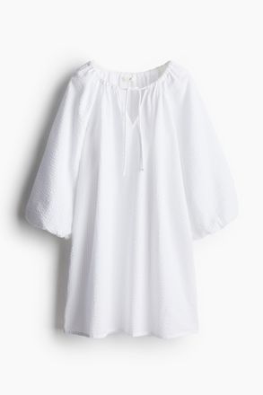 H&M Kleid aus Seersucker - Weiss