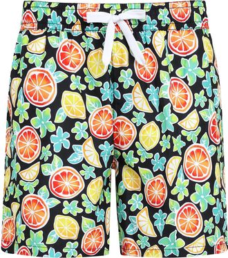 Kanu Surf Mens Havana Trunks Quick Dry Swim Shorts Bathing Suit, 5.5 to 7 Inseam (Regular and Extended, Citrus Black, Medium