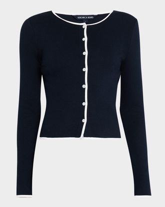 Veronica Beard Wilmer Contrast Trim Cardigan