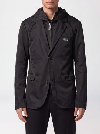 Philipp Plein Blazer monopetto in poliestere con cappuccio e rever a lancia