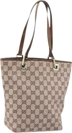 Gucci Pre-owned Tote Bags, female, Beige, Size: ONE SIZE Pre-owned Canvas Tote Bag