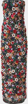 Carolina Herrera Embellished Strapless Ankle Dress