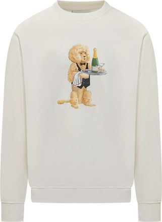 Dr&ocirc;le de Monsieur White Graphic Crew Neck Sweatshirt