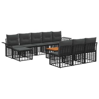 vidaXL Conjunto De Sof&aacute;s De Exterior 11 Pcs Negro Y Gris Oscuro Vidaxl