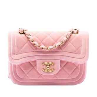 Chanel Pre-owned Quilted Velvet Flap Bag - Dames - Pre-owned - Roze - Maat: ONE Size Velours