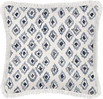 Ballard Designs Ikat Cornflower Sunbrella Fringed Outdoor Pillow - 20 x 20 - Ballard Designs