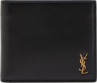 Saint Laurent Logo Leather Wallet - Black - One Size