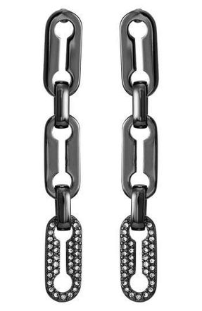 Vince Camuto Pav&eacute; Crystal Linear Drop Earrings in Silver Tone at Nordstrom Rack