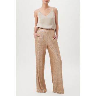 Trina Turk Atarashii Wide Leg Sequin Pant in Gold at Nordstrom, Size Xx-Large 33