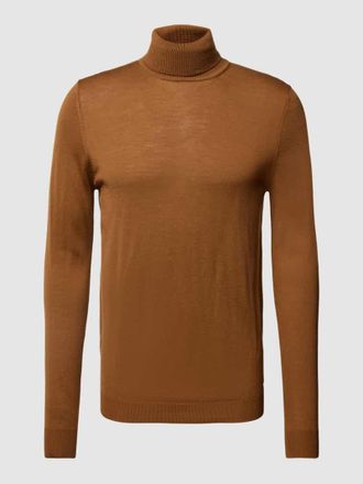 Roy Robson Rollkragenpullover aus Schurwolle mit gerippten Abschl&uuml;ssen in Rostrot, Gr&ouml;&szlig;e XXL