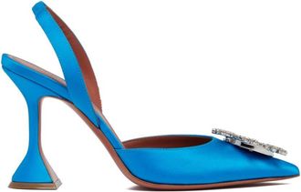 Amina Muaddi Ladies Satin Ocean Begum Sling Heels, Brand Size 35.5 ( US Size 5.5 )