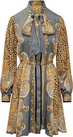 Versace Multicolor Animal Print Halter Neck Mini Dress