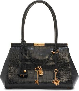 Dolce & Gabbana Marlene Everyday Croc Embossed Bag in Nero at Nordstrom