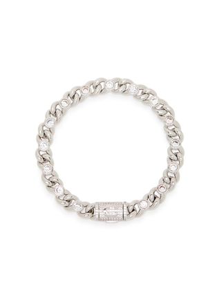Cernucci Cernucci Iced Gemstone 8mm Embellished Link Bracelet - Silver - 8 (3XL)