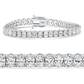 Pompeii3 16Ct TW Oval Diamond Tennis Bracelet 14k Gold 7 Lab Grown
