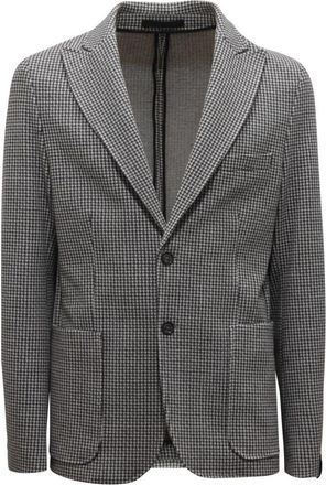 Paolo Pecora Houndstooth Jas in Grijs/Zwart - Heren - Blazers - Grijs - XL - Jassen