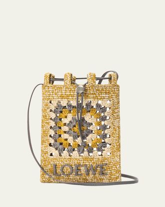 Loewe x Paulas Ibiza Crochet Raffia Pocket Crossbody Bag