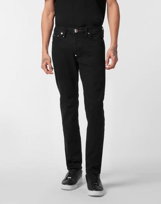 Philipp Plein Denim Trousers Super Straight Cut Skulls Men in Summernight at Nordstrom, Size 34