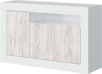 HOGAR 24 Aparador buffet con molduras y 3 puertas blanco artik y blanco velho