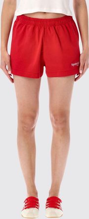 Sporty & Rich Pantaloncini da jogging in cotone con logo ricamato a contrasto