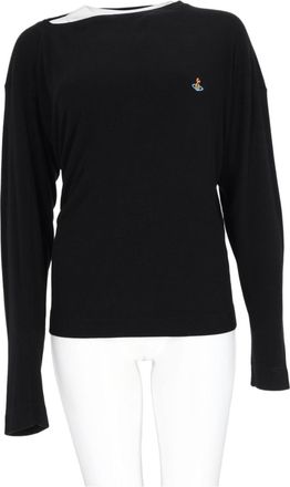 Vivienne Westwood Black Colorful Embroidery Long-Sleeve Viscose-Blend Top