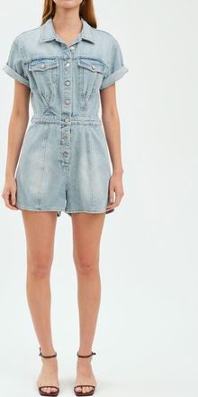 Daze Topanga Denim Romper in Dolphin at Nordstrom, Size X-Large